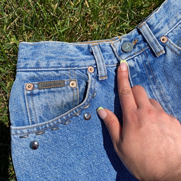 Calvin Klein Ck Jean Shorts Studs Denim - Picture 6 of 6